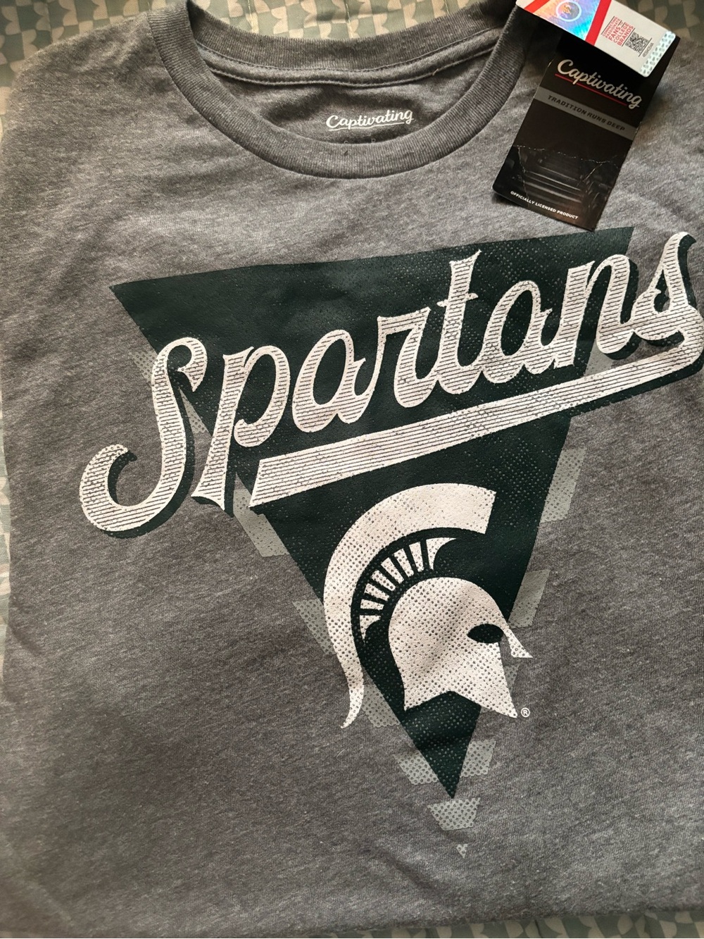 Captivating Men’s Heather Gray Spartans Graphic Tee